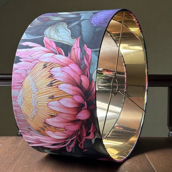 NDEBELE PROTEA ELEGANCE lined mirror gold lampshade