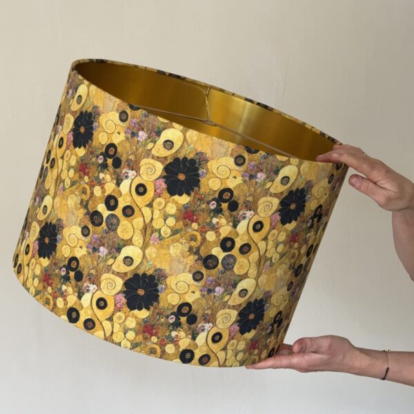 Klimtesque Floral Gold Lined Artistic Lampshade
