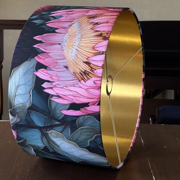 Ndebele Protea Brushed Gold Lined Lampshade