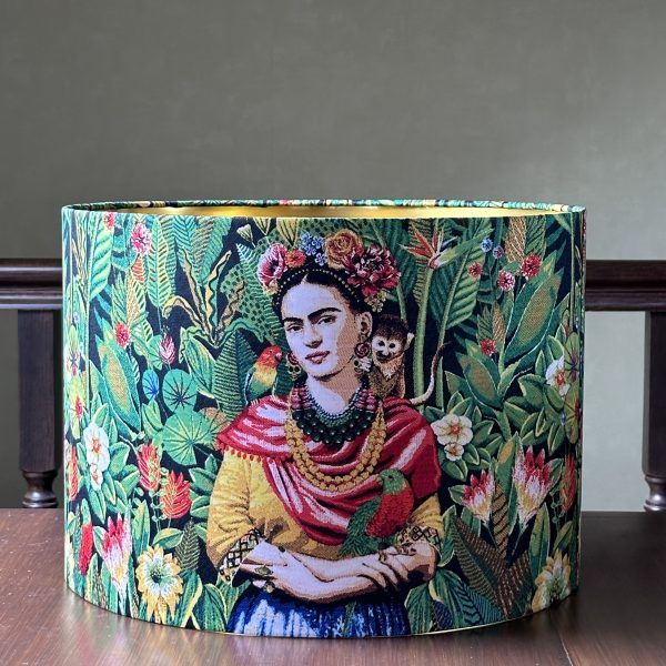 FRIDA KAHLO GARDEN lined brushed gold lampshade