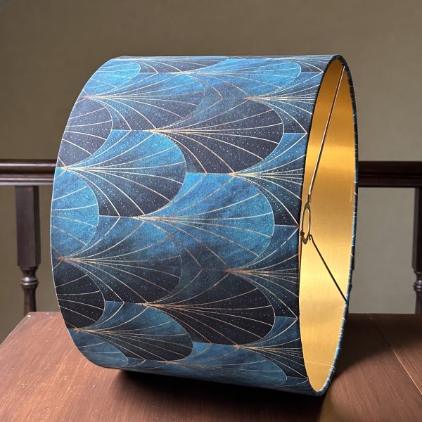 Art Deco WATERFALLS lined brushed gold lampshade