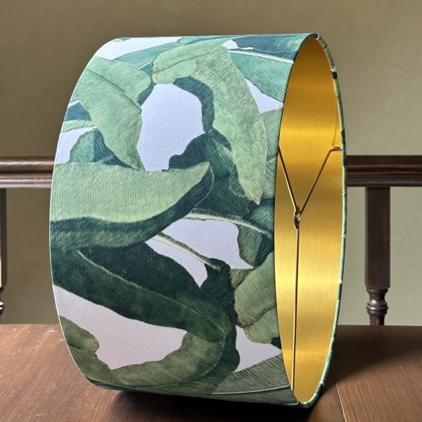 TROPICAL LEAVES lined brushed gold lampshade