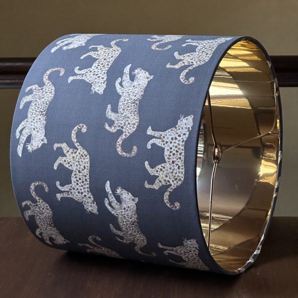 LEOPARD PARADE GREY lined mirror gold lampshade