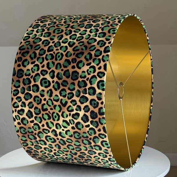 Emerald Green Leopard Print Gold Lampshade