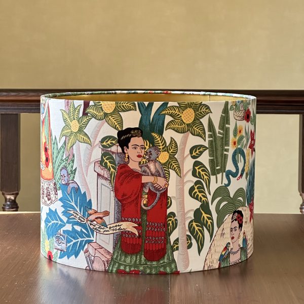 FRIDA’S GARDEN TEA lined brushed gold lampshade