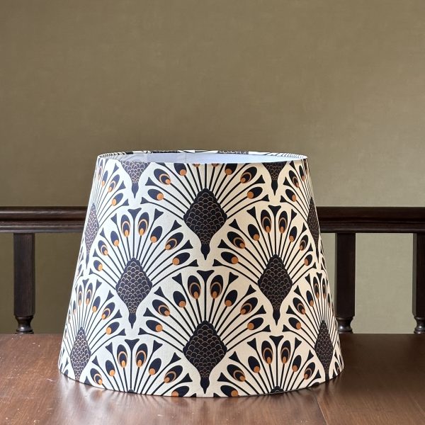 ART Deco PEACOCK navy blue & gold lampshade