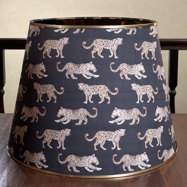 LEOPARD PARADE GREY lined mirror gold lampshade