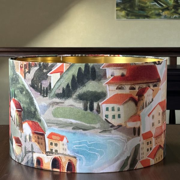 ITALIAN Villa on Sunset lampshade lined brushed gold