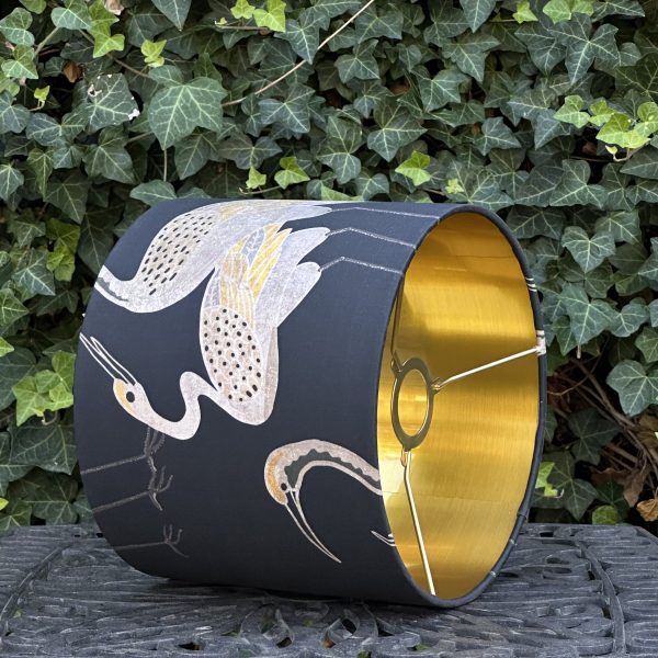 DECO CRANES lampshade lined brushed gold