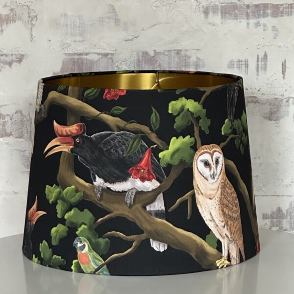 THE BIRD CHORUS lined brushed gold lampshade