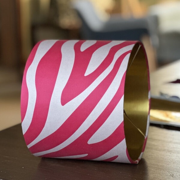 MAGENTA ZEBRA STRIPES lampshade lined brushed gold