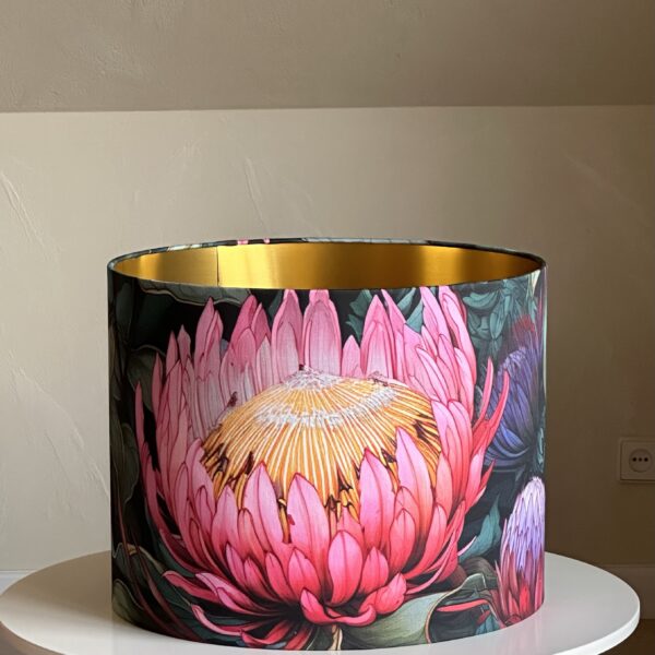 Ndebele Protea Elegance Brushed Gold Lined Lampshade