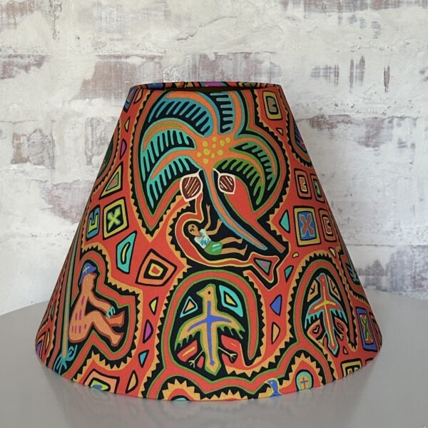 Tropical Caribbean Coolie Lampshade with Gold Lining