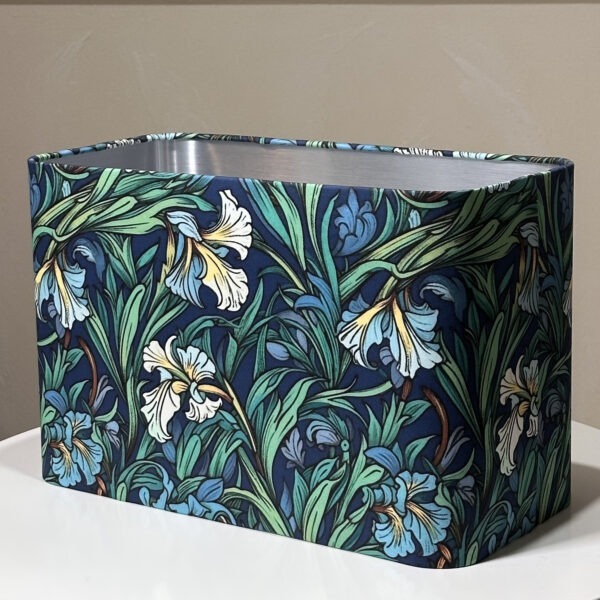 William Morris Iris-Inspired Silver Rectangle Lampshade