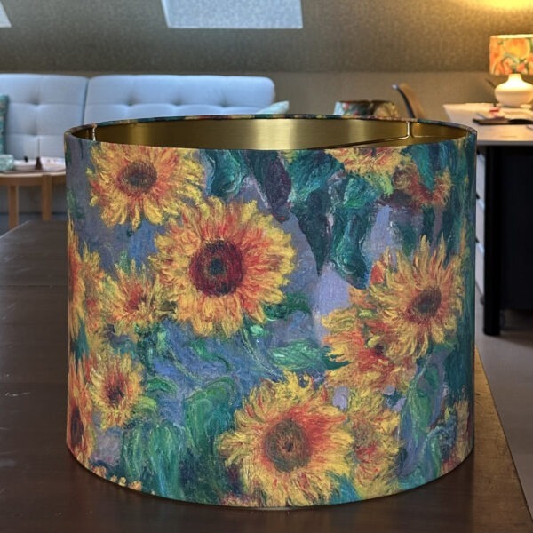 Monet Sunflower Glow – Brushed Gold Lampshade