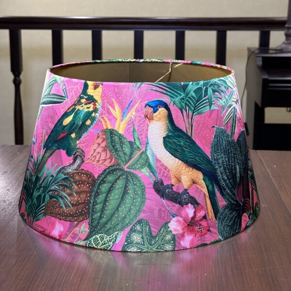 Exotic Tropical Birds Gold Lined Lampshade