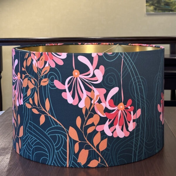 Golden Petal Forest Green Floral Lampshade