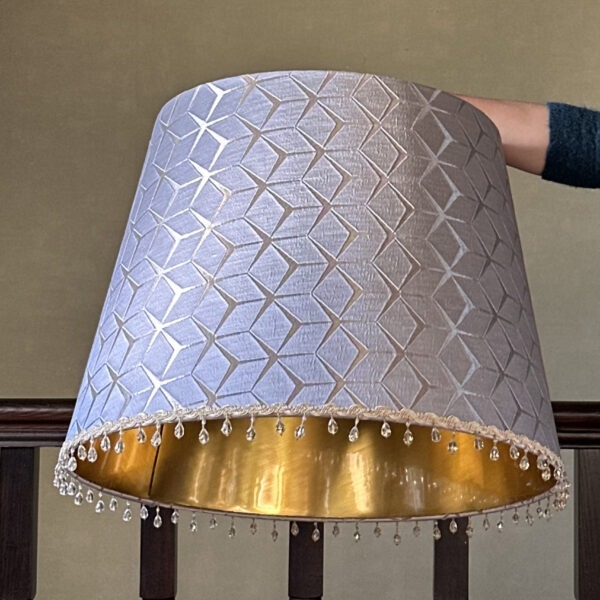 Golden Geometric Glam Crystal Beaded Lampshade