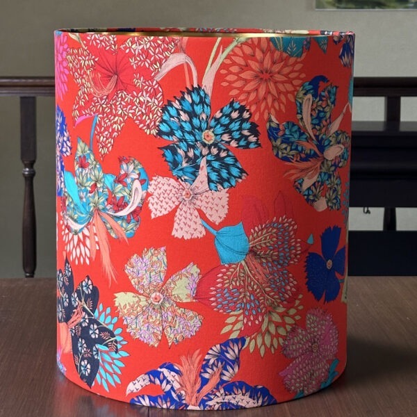 Vibrant Kimono Floral Brushed Gold Lampshade