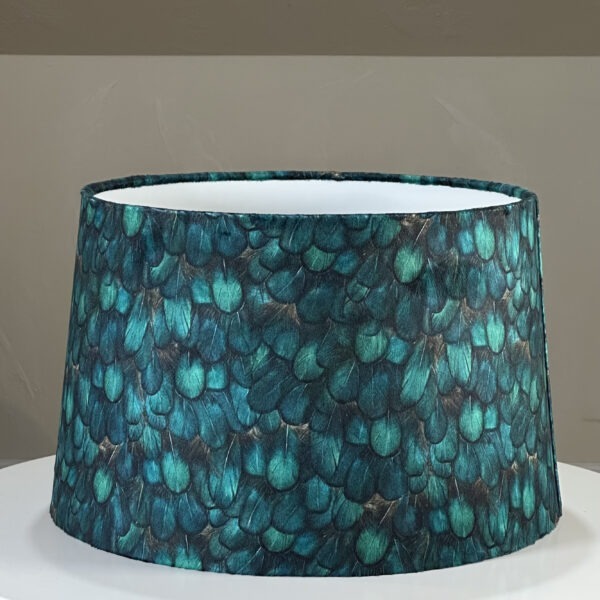 Emerald Feather Textured Handmade Lampshade Design