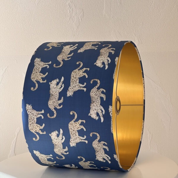 Blue Leopard Parade Gold Lined Lampshade