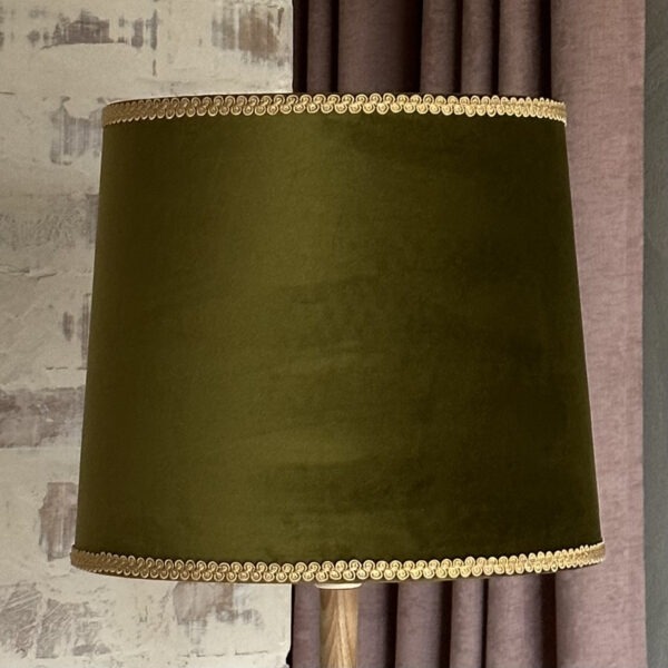 Olive Velvet Mirror Gold Trim Lampshade