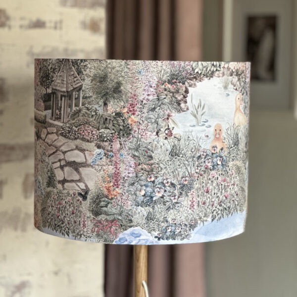 Charming Countryside Garden Lampshade with Striped Interior