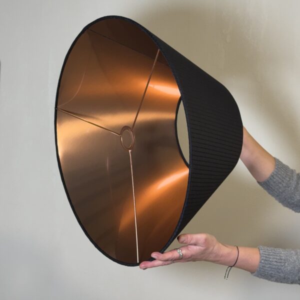 Modern Black Tapered Lampshade with Copper Glow
