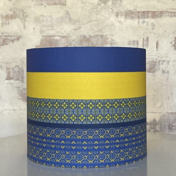 Blue & Yellow Geometric Folk Lampshade