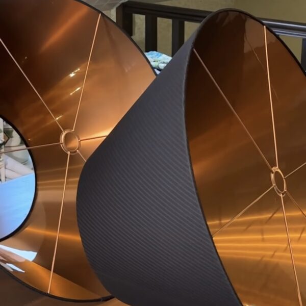 Modern Black Tapered Lampshade with Copper Glow