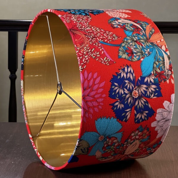 Kimono Blossom Lampshade with Brushed Gold Lining