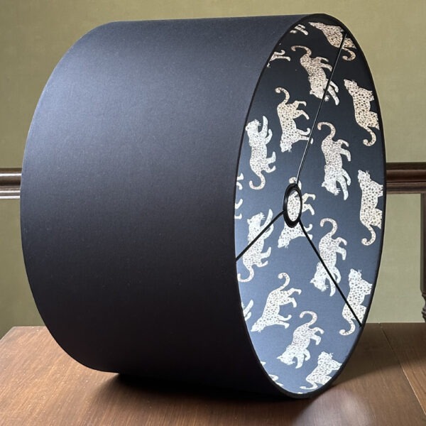 Black Leopard Parade Double-Sided Drum Lampshade