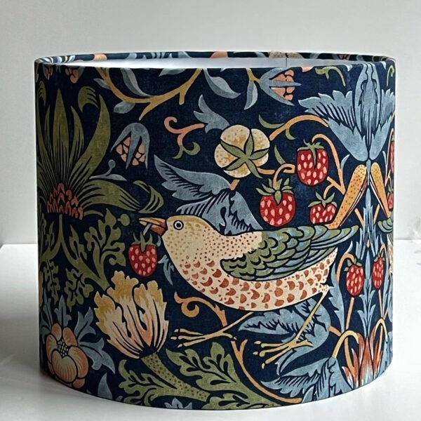 Strawberry Thief Indigo Lampshade White Lined