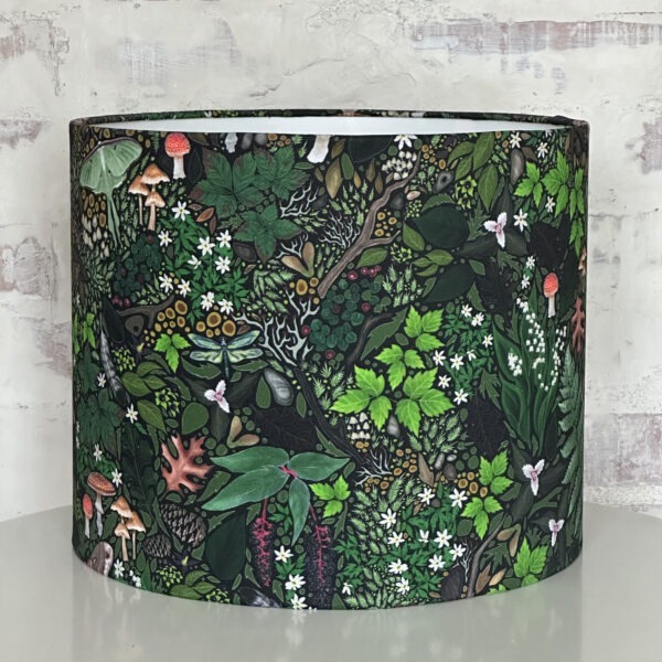 Enchanted Forest Green Lampshade White Lined