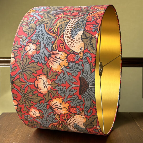 Red Strawberry Thief Morris Lampshade Gold Lined
