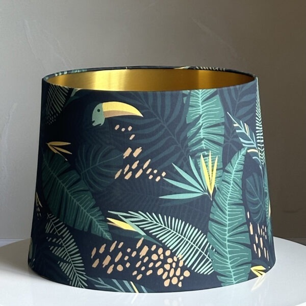 Tropical Toucan Jungle Lampshade – Gold Lined