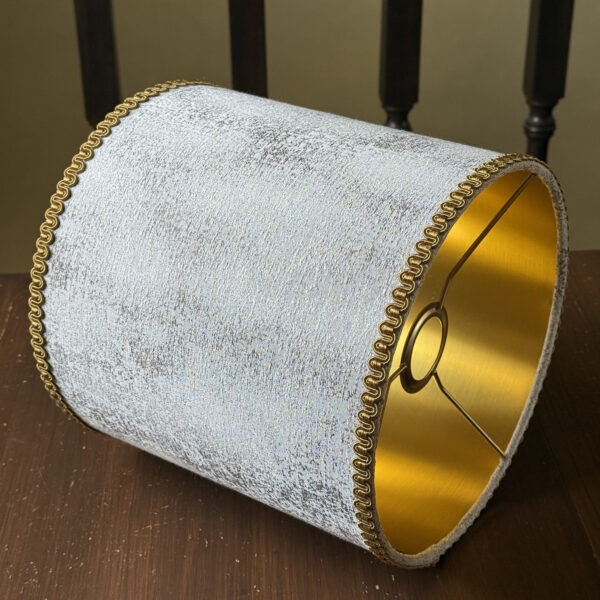 Elegant Silver Texture Lampshade Gold Lined