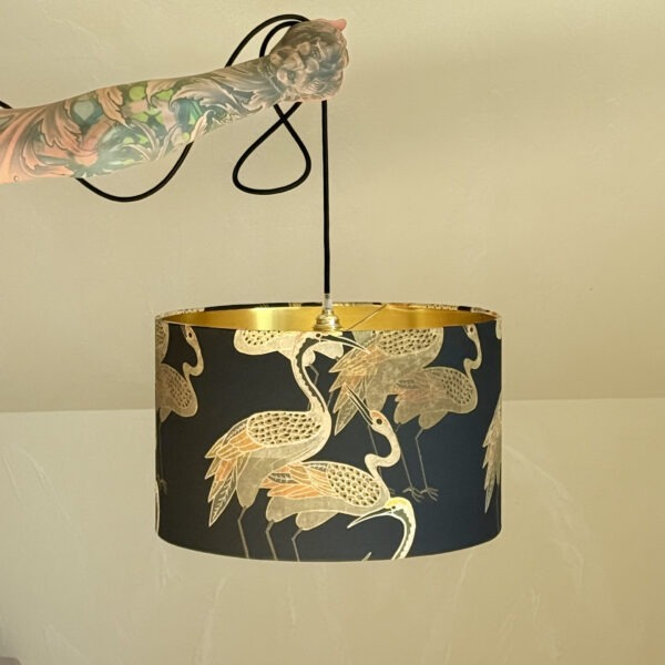 Art Deco Crane Black Gold Lampshade