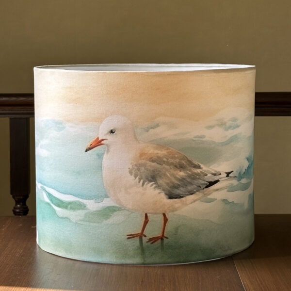 Watercolor Seagull Beach Lampshade White Lined