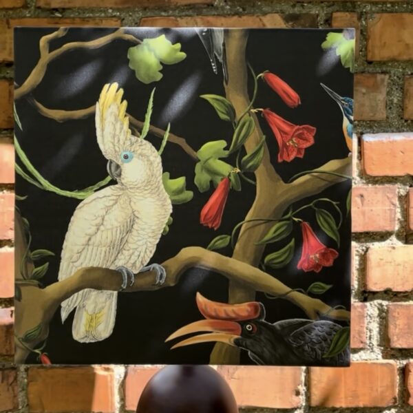 Tropical Bird Chorus Black Square Lampshade