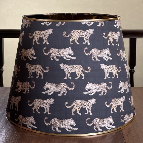 Elegant Grey Leopard Empire Lampshade Gold Lined