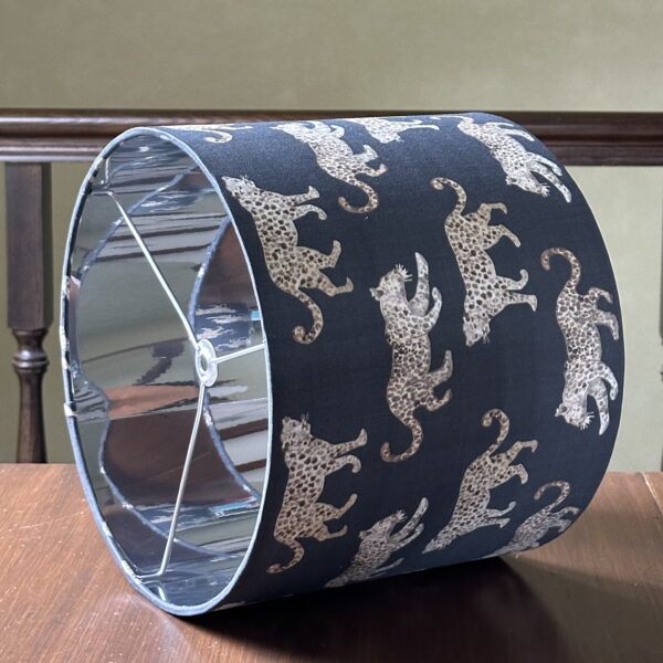 Elegant Grey Leopard Print Silver Lined Lampshade