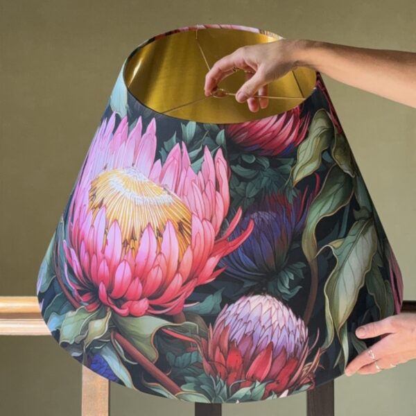 Protea Elegance Tapered Lampshade Lined Brushed Gold