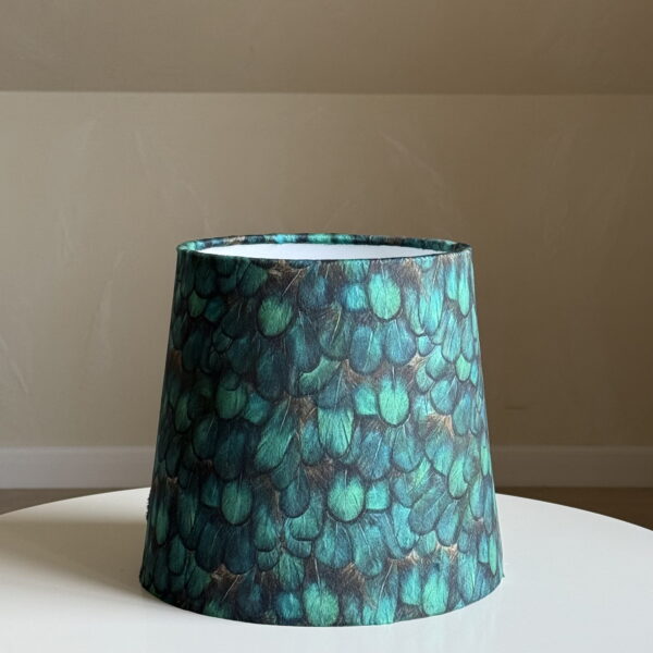 Peacock Teal Feather Print Cone Lampshade