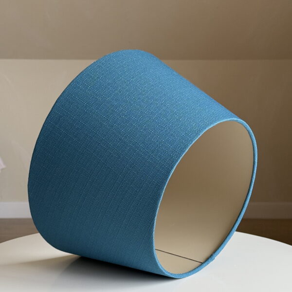 Ocean Blue Linen Lampshade with Champagne Lining