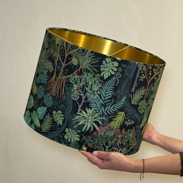 Tropical Forest Lampshade Lined Brushed Gold