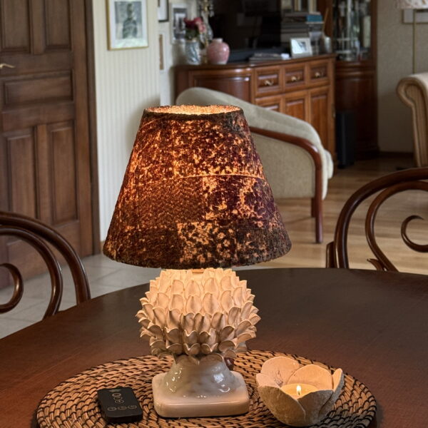 Rechargeable Wireless Table Lamp with Velvet Lampshade