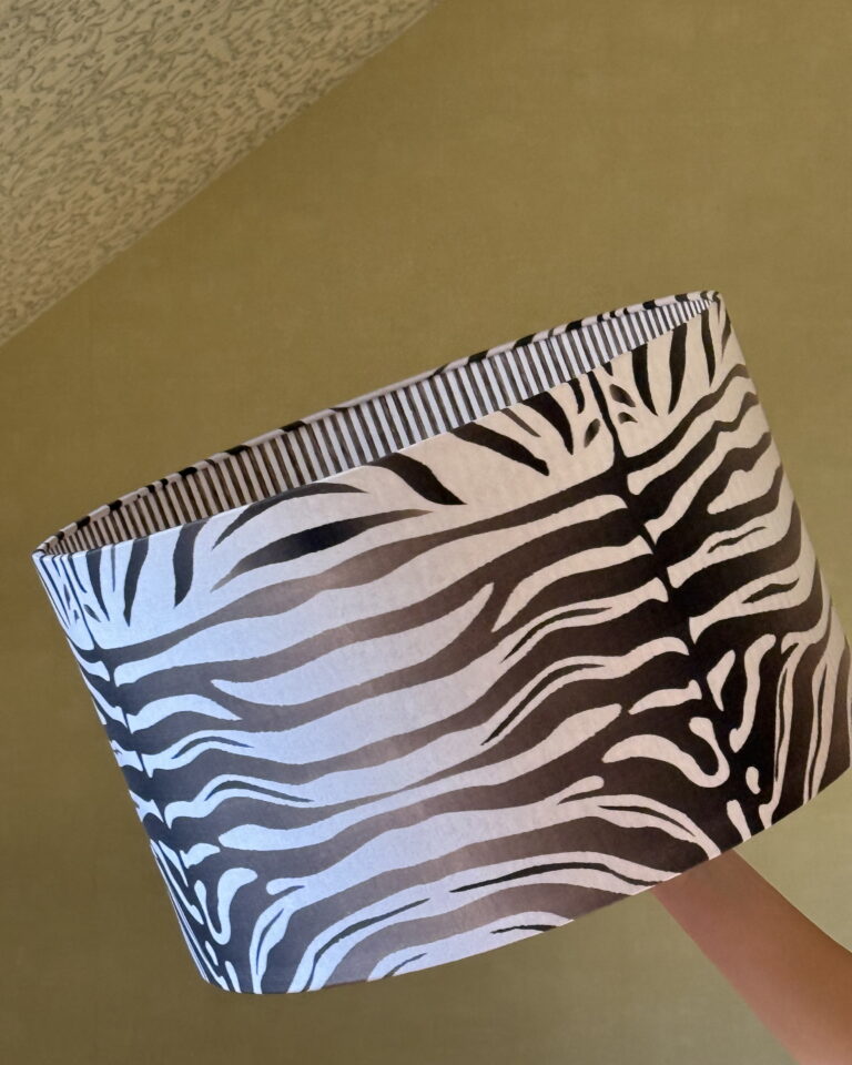 Zebra drum lampshade in brown tones – Chantier handmade lighting