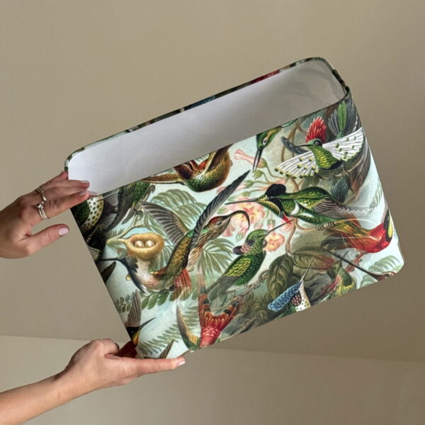 Exotic Bird Paradise Rounded Rectangle Lampshade – White Lining