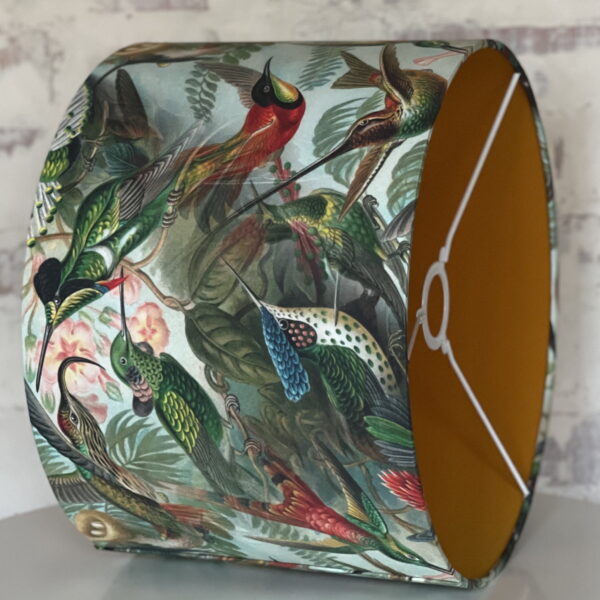 Hummingbird Rainforest Amber Interior Double-Sided Lampshade